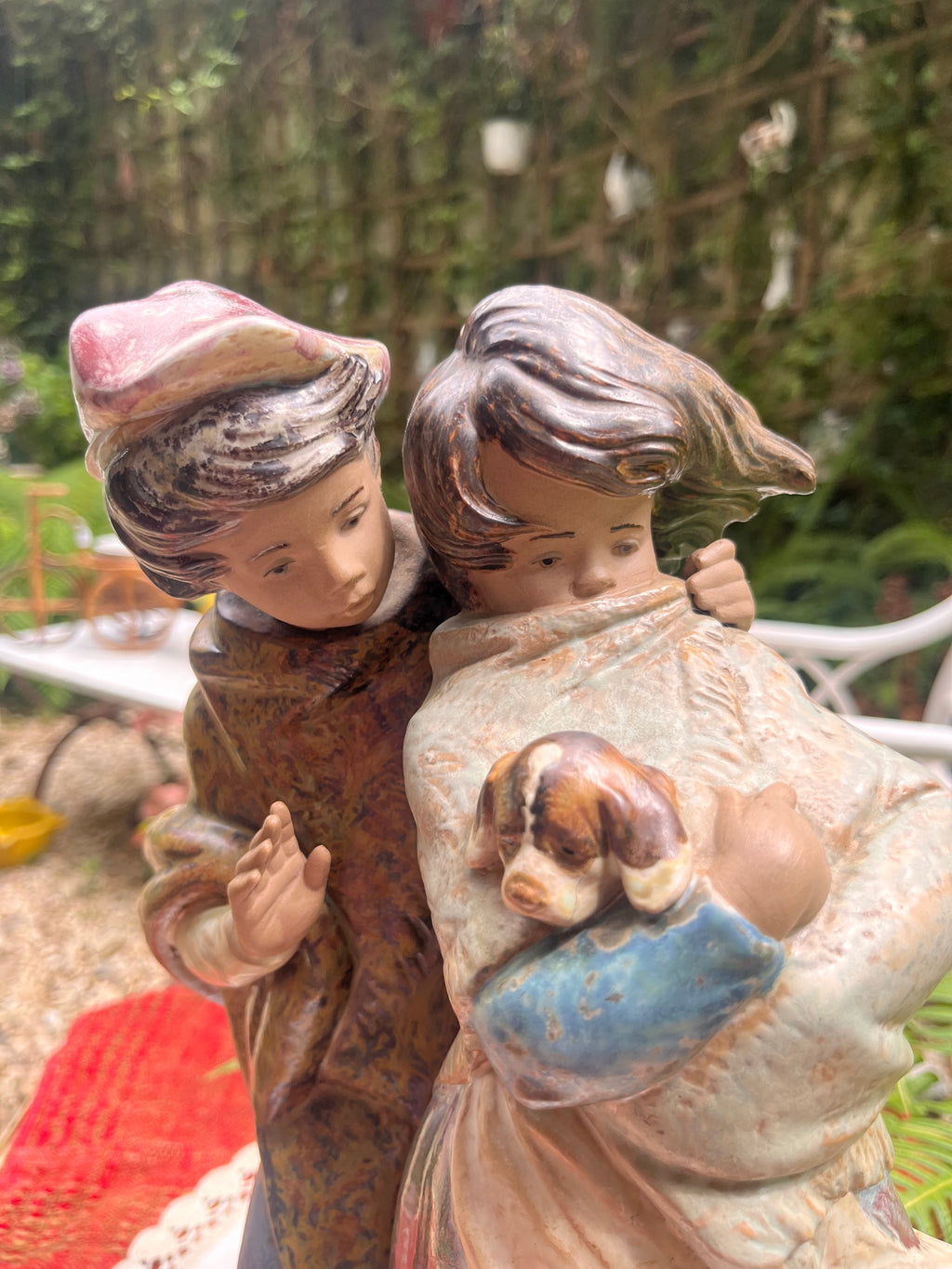 Figura pareja con perro de Lladrò.