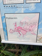 Mapa físico y político de Europa. Años 70.