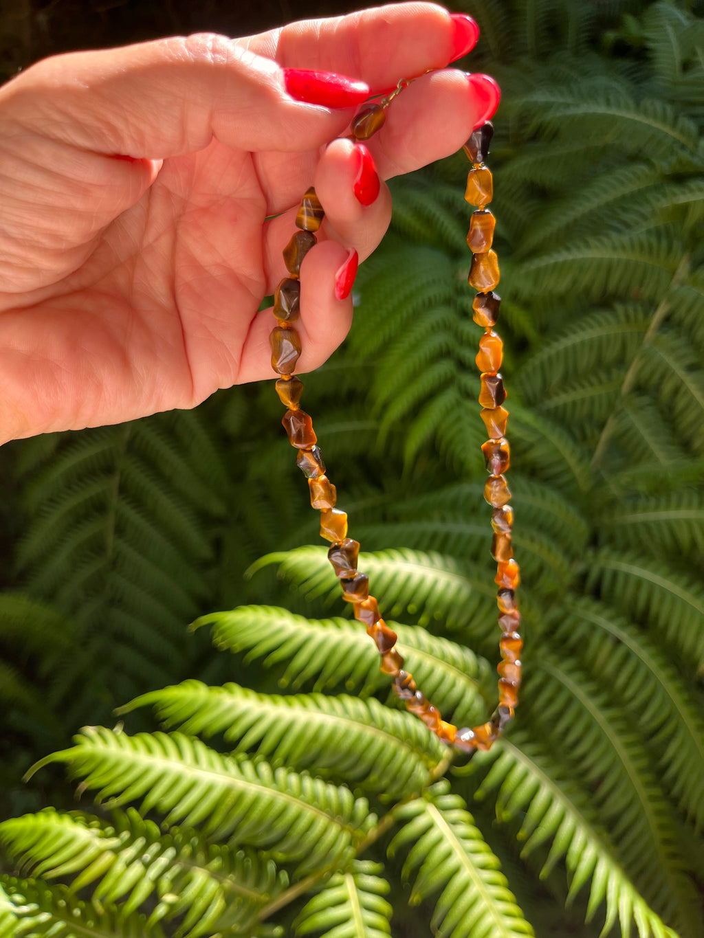 Conjunto collar y pulsera de ojo de tigre.