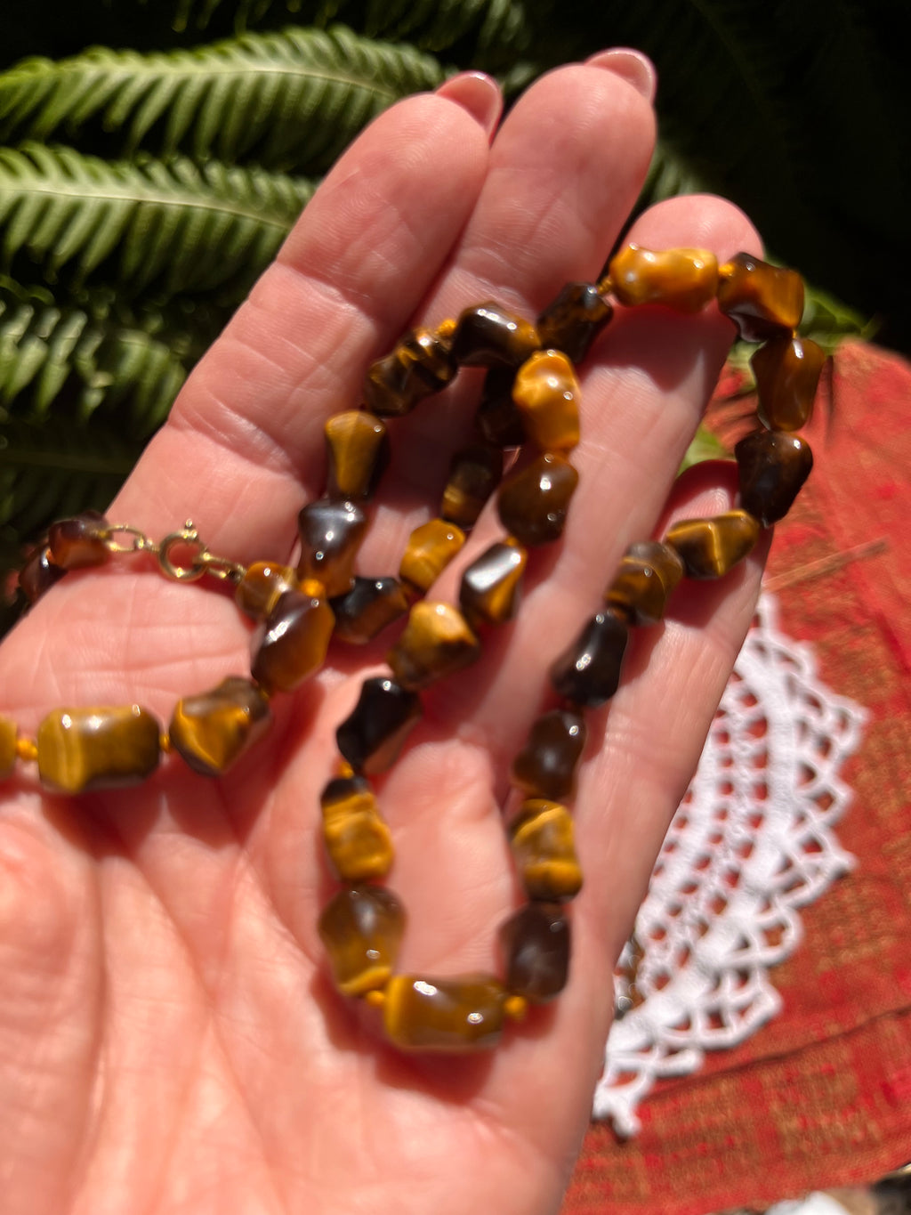 Conjunto collar y pulsera de ojo de tigre.
