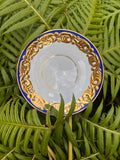 Plato postre O Castro, decoración azul/oro.