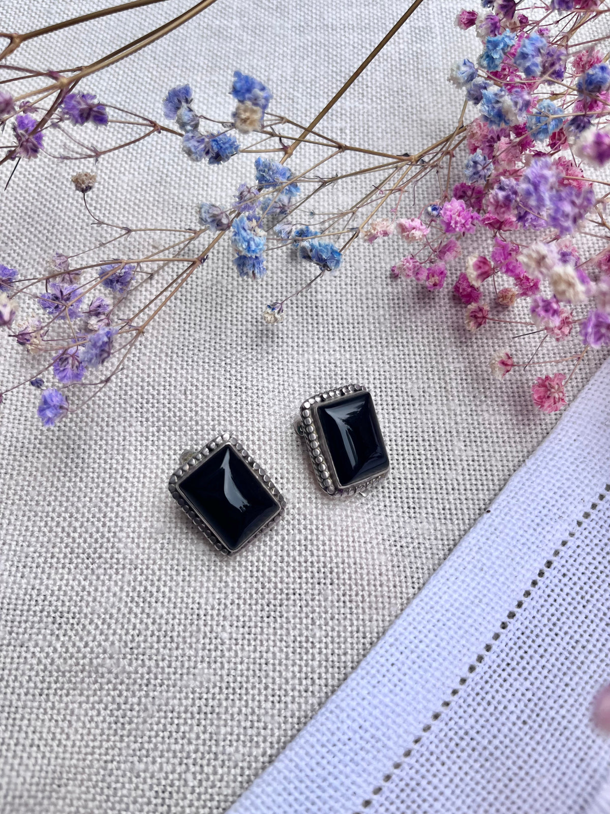 Pendientes de plata y ònice.