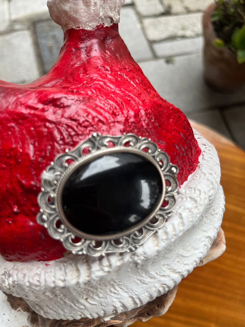 Broche plata y azabache.