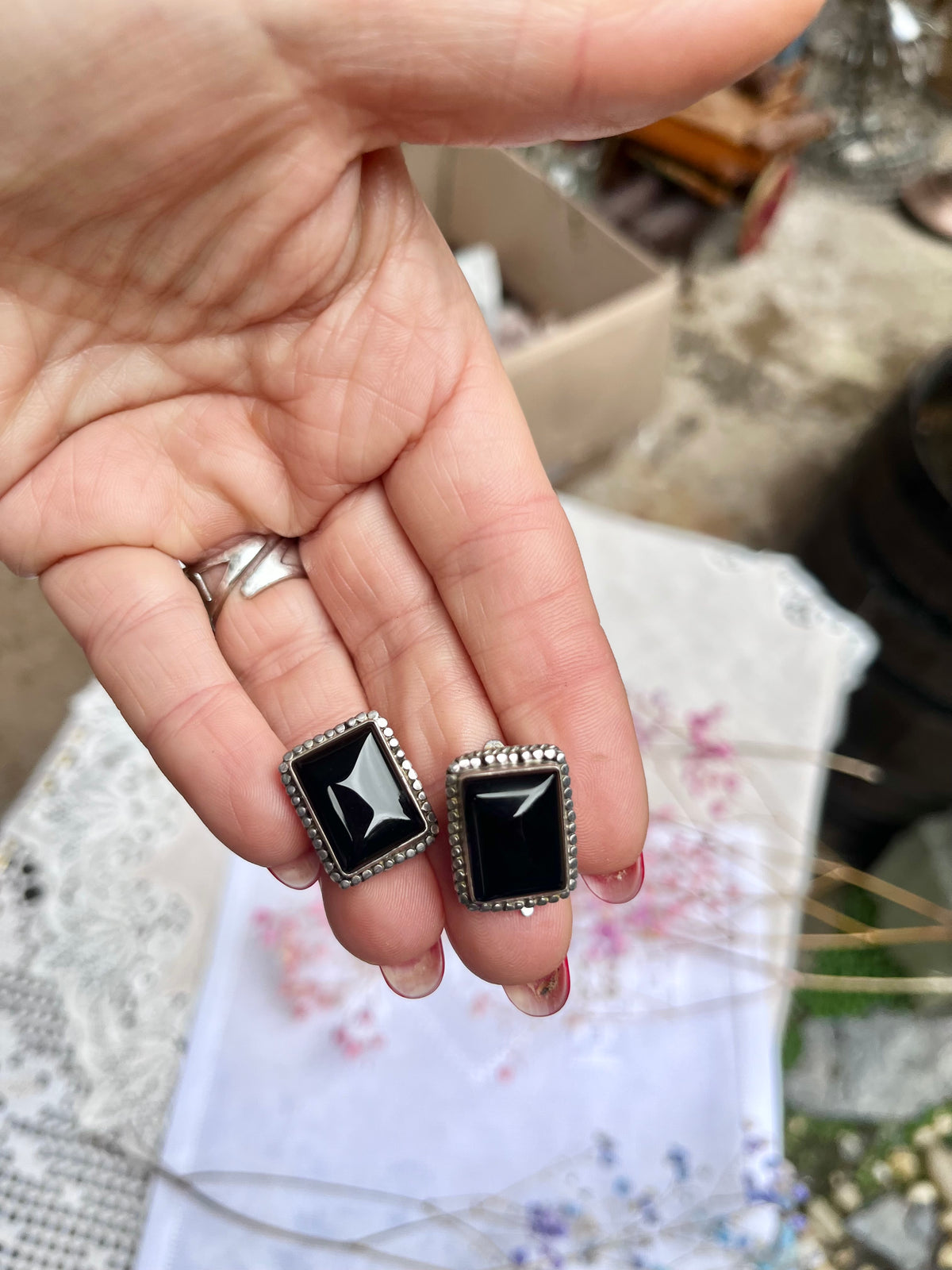 Pendientes de plata y ònice.