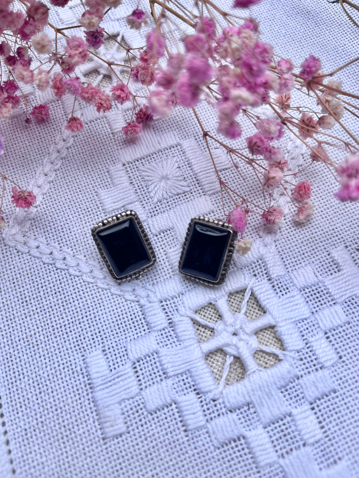 Pendientes de plata y ònice.