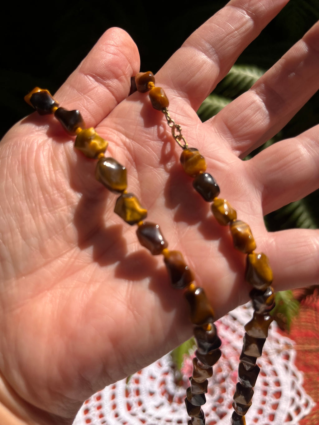 Conjunto collar y pulsera de ojo de tigre.